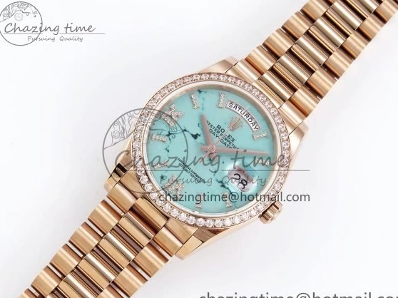 MiroTime 0321 ZipUp Day Date 36 RG TWSF Best Edition Blue Roman Diamonds Dial Diamonds Bezel on RG Bracelet A 1607